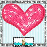 Large 3.45"x2.80" Pink LOVE Sequin Heart Embroidered with Choice of Backing