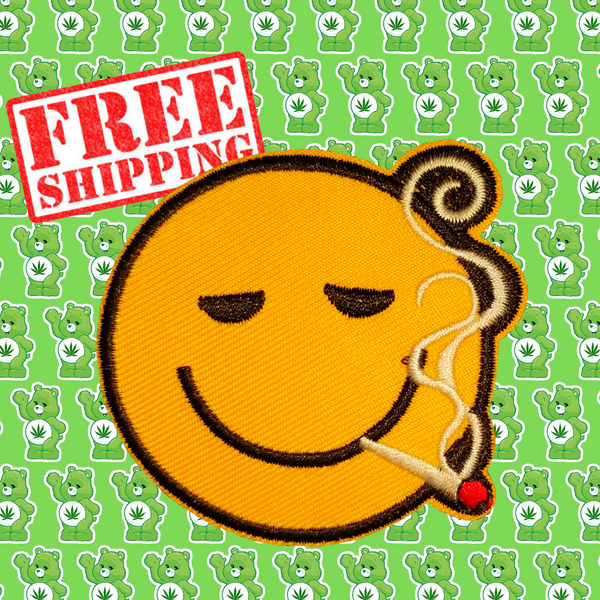 2.20" HIGH SMILES Marijuana Smiley Embroidered Patch with Choice of Backing