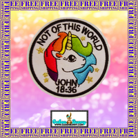 John 18:16 Christian Unicorn Embroidered Patch 3" Diameter - Iron On, Hook Back, or Loop Back