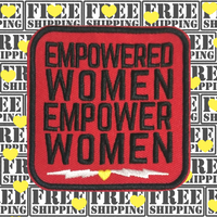 3.15"x3.15" EMPOWERED WOMEN EMPOWER WOMEN Red Embroidered Patch with Choice of Backing