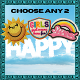 SMALL, SWEET, SMILEY Embroidered Patches - Choose 2 Patches - Iron On, Hook Back, or Loop Back