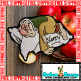 2.90"x2.80" SLEEPY DWARF Snow White And The Seven Dwarves Embroidered Patch with Choice of Backing