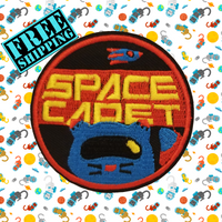 3" SPACE CADET CAT Embroidered Round Patch with Choice of Backing