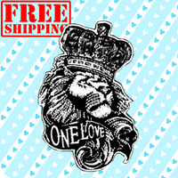 3.50"x2.25" KING LION ONE LOVE Embroidered Patch with Choice of Backing