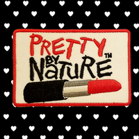 3.49"x2.25" PRETTY BY NATURE Lipstick Throwback Embroidered Patch with Choice of Backing