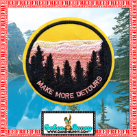 3" MAKE MORE DETOURS Nature Pink Sunset Adventurer - Round Embroidered Patch with Choice of Backing