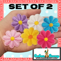 1.60" Set of 2 COLORFUL DAISIES Embroidered Patches with Choice of Backing