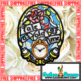 3.50"x2.60" TALE AS OLD AS TIME Beauty And The Beast Stain Glass Disney Fully-Embroidered Patch with Choice of Backing