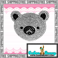 2.24"x1.89" Sparkly Adorable Rhinestone Bear Face Applique with Choice of Backing