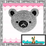 2.24"x1.89" Sparkly Adorable Rhinestone Bear Face Applique with Choice of Backing