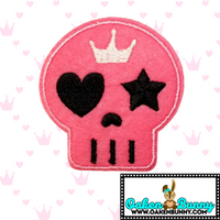 2.25"x2.10" PINK SKULL PRINCESS ROCKSTAR Embroidered Patch with Choice of Backing