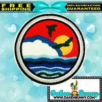 3.50" OCEAN SUNSET Embroidered Patch with Choice of Backing