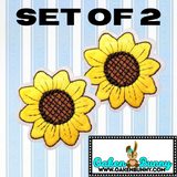 2.05" Set of 2 SUNFLOWERS Embroidered Patch with Choice of Backing