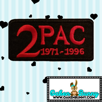 3.60"x1.75" Remembering Tupac Shakur 2Pac Red Thread on Black Embroidered Patch with Choice of Backing