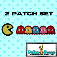 PAC-MAN AND GHOSTS Embroidered Patch with Choice of Backing