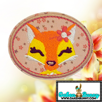 2.25"x2" PRETTY FOX FLOWER Embroidered Patch with Choice of Backing