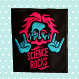 3.05"x2.70" SCIENCE ROCKS ALBERT EINSTEIN Embroidered Patch with Choice of Backing