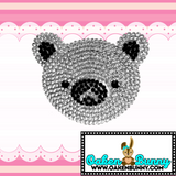 2.24"x1.89" Sparkly Adorable Rhinestone Bear Face Applique with Choice of Backing