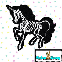 2.80"x2.50" SKELETON UNICORN Embroidered Patch with Choice of Backing