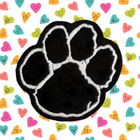 2.45"x2.45" DOG or CAT PAW White Stitching on Black Twill Embroidered Patch with Choice of Backing