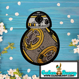 3.35"x2.35" STAR WARS BB-8 Fully-Embroidered Patch with Choice of Backing (Iron On, Velcro Hook, or Velcro Loop)