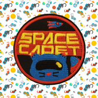 3" SPACE CADET CAT Embroidered Round Patch with Choice of Backing