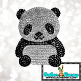 2.56"x2.17 Sparkly Panda Rhinestone Applique with Choice of Backing