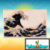 2.90"x1.80" HOKUSAI'S THE GREAT WAVE Embroidered Patch with Choice of Backing