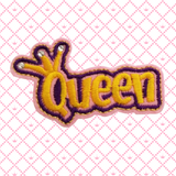 2.75"x1.70" QUEEN Yellow Embroidered Patch with Choice of Backing