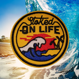 3" STOKED ON LIFE Surf Sunset Beach Round Embroidered Patch with Choice of Backing