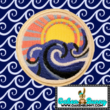 3.60" OCEAN SUNRISE Embroidered Patch with Choice of Backing