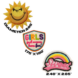 SMALL, SWEET, SMILEY Embroidered Patches - Choose 2 Patches - Iron On, Hook Back, or Loop Back