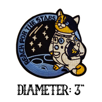 3" REACH FOR THE STARS SPACE CAT ASTRONAUT Fully-Embroidered Patch with Choice of Backing