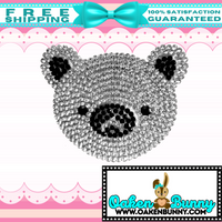 2.24"x1.89" Sparkly Adorable Rhinestone Bear Face Applique with Choice of Backing