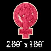 2.60"x1.60" FEMINIST SYMBOL Pink Embroidered Patch with Choice of Backing