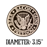 3.15" Bacon Beer Freedom Guns Eagle 2nd Amendment Round Black and White Embroidered Iron On or Velcro Patch with Choice of Backing