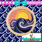 3.60" OCEAN SUNRISE Embroidered Patch with Choice of Backing