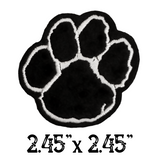 2.45"x2.45" DOG or CAT PAW White Stitching on Black Twill Embroidered Patch with Choice of Backing