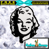 3.80"x3" MARILYN MONROE Black Stitching on White Twill Embroidered Patch with Choice of Backing