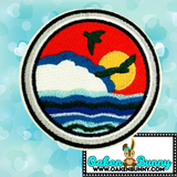 3.50" OCEAN SUNSET Embroidered Patch with Choice of Backing