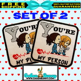 Set of 2 - 3.20"x3.20" BFF YOU'RE MY PERSON Grey's Anatomy Embroidered Patches with Choice of Backing