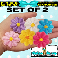 1.60" Set of 2 COLORFUL DAISIES Embroidered Patches with Choice of Backing