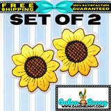 2.05" Set of 2 SUNFLOWERS Embroidered Patch with Choice of Backing