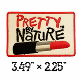 3.49"x2.25" PRETTY BY NATURE Lipstick Throwback Embroidered Patch with Choice of Backing