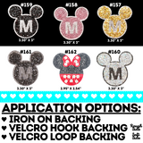 Various RHINESTONE MICKEY AND MINNIE EARS Applique with Choice of Backing