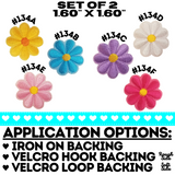 1.60" Set of 2 COLORFUL DAISIES Embroidered Patches with Choice of Backing