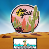 FREE SPIRIT 2.85" Fully-Embroidered Patch Nature Desert - Choice of Iron On, Hook, or Loop Back