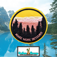 3" MAKE MORE DETOURS Nature Pink Sunset Adventurer - Round Embroidered Patch with Choice of Backing