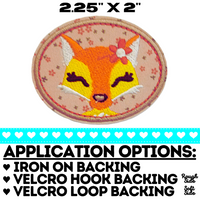 2.25"x2" PRETTY FOX FLOWER Embroidered Patch with Choice of Backing