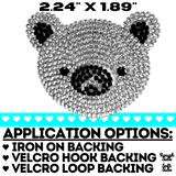 2.24"x1.89" Sparkly Adorable Rhinestone Bear Face Applique with Choice of Backing